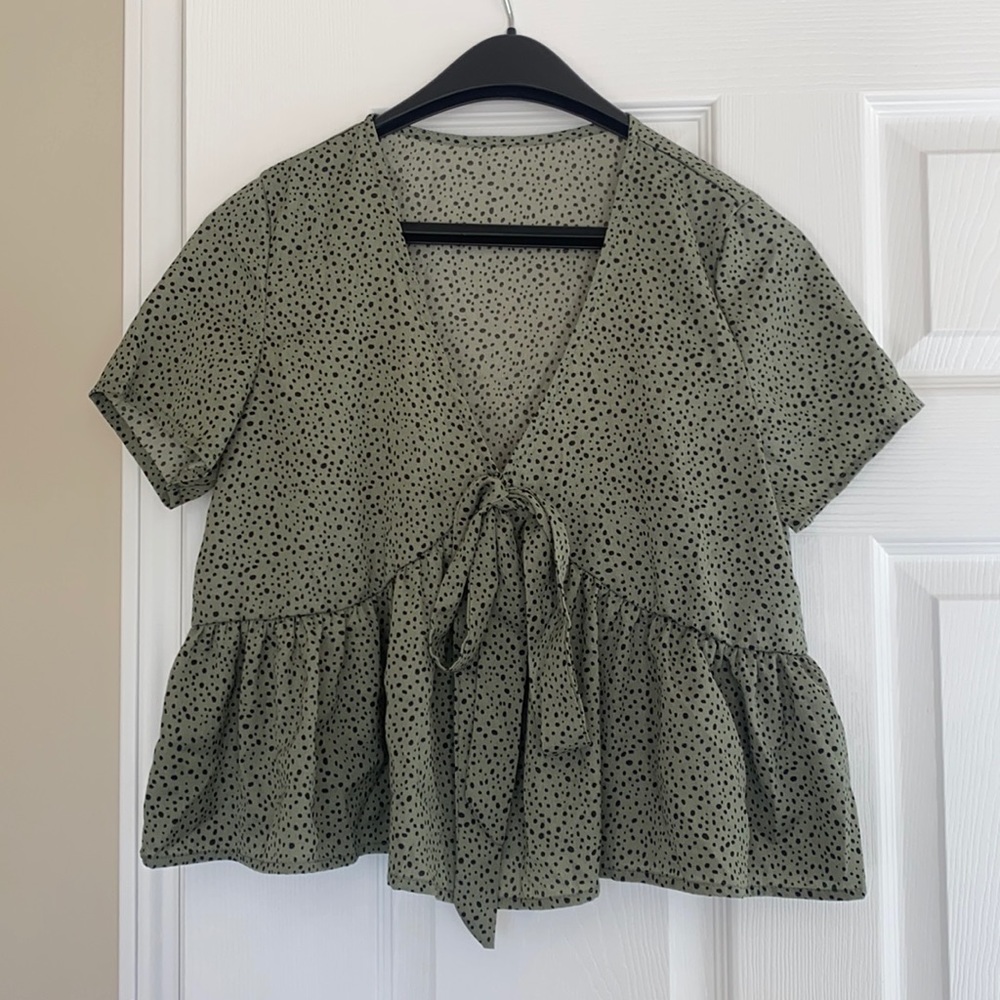 Green & Black speckled oversized Blouse